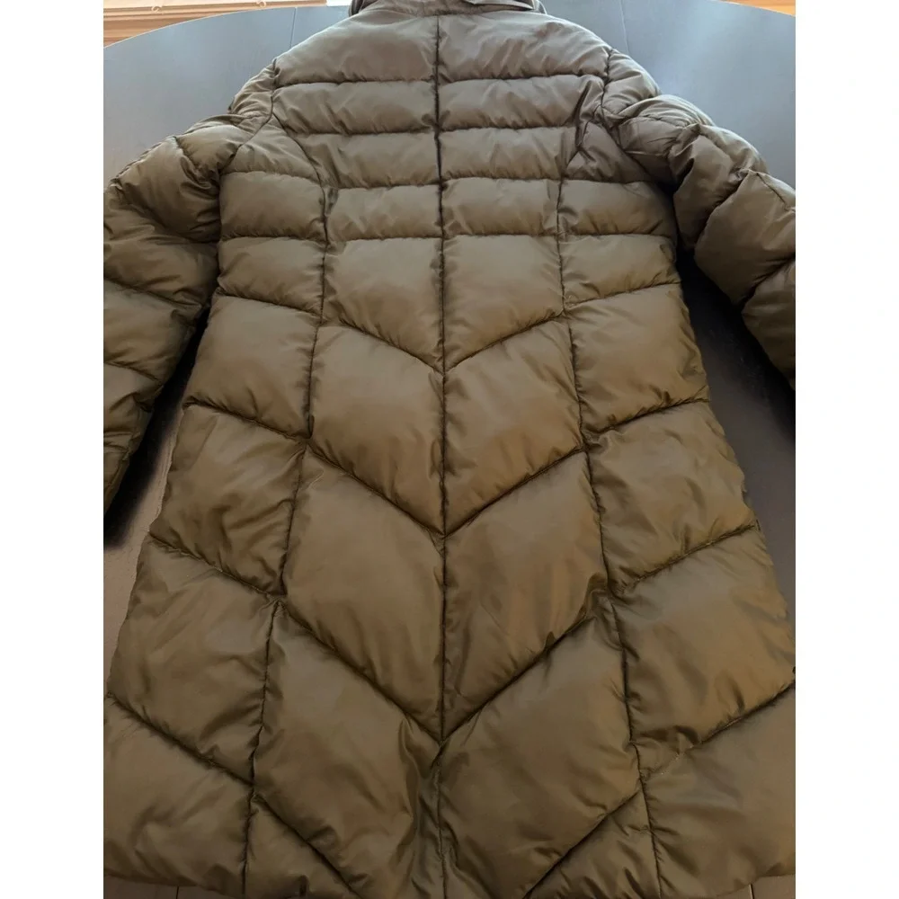 Larry Levine Faux-Fur Trimmed Parka Womens Medium Dark Green Insulated Coat‎